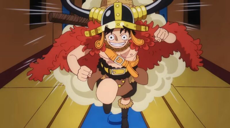 Luffy u vikinškoj odeći trči kroz Elbaph u One Piece animeu