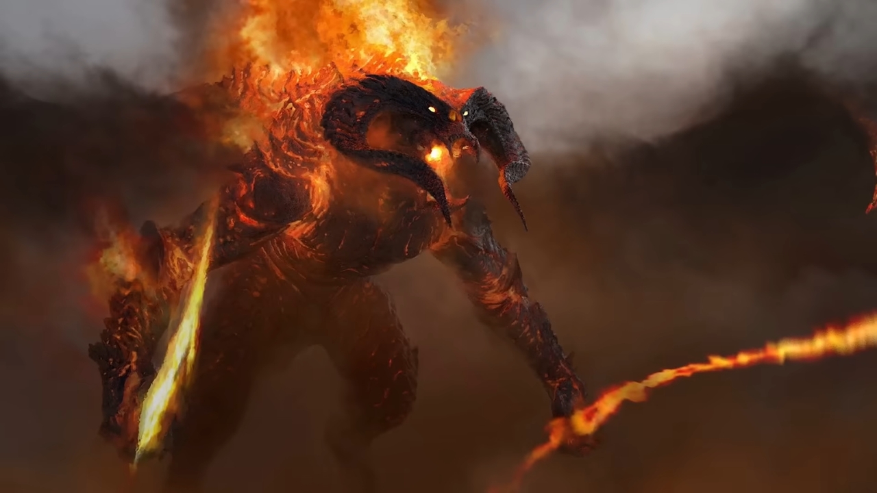 Balrog okružen vatrom u dubinama Khazad-dûma.